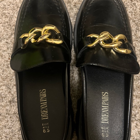 Stylish Black Loafers with Gold Chain and Brown pair - Picture 7 of 8